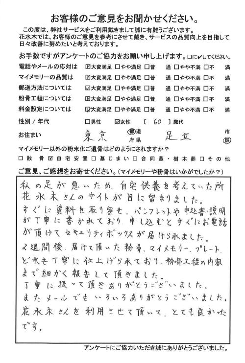 丁寧に扱って頂きありがとうございました